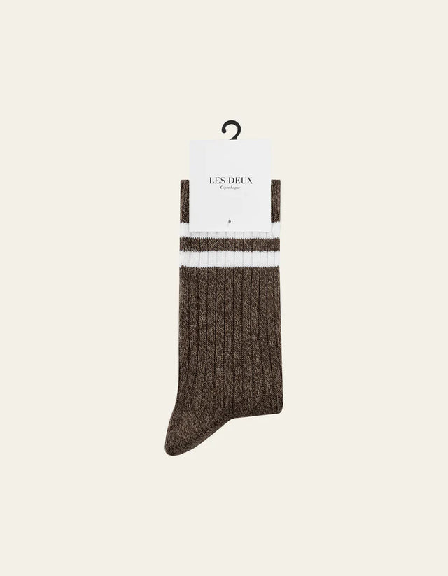 Les Deux Striped Melange Socks - 2 Pack - Slate Brown