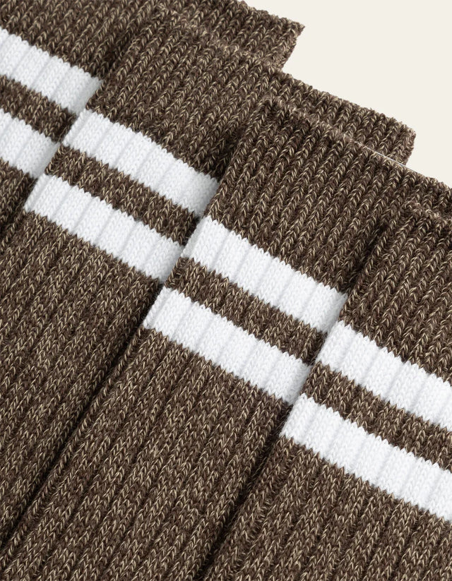 Les Deux Striped Melange Socks - 2 Pack - Slate Brown