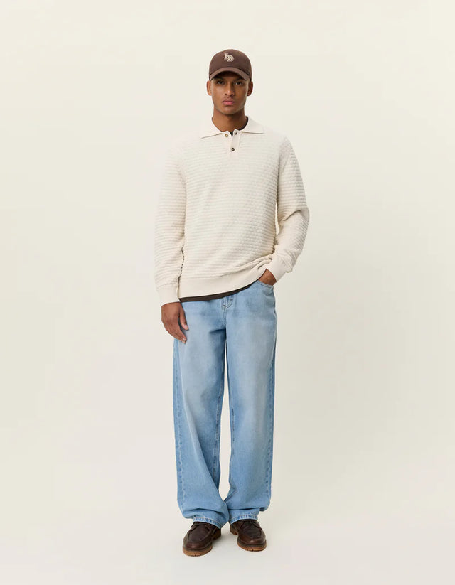 Les Deux Billy Weave Knitted Long Sleeve Polo
