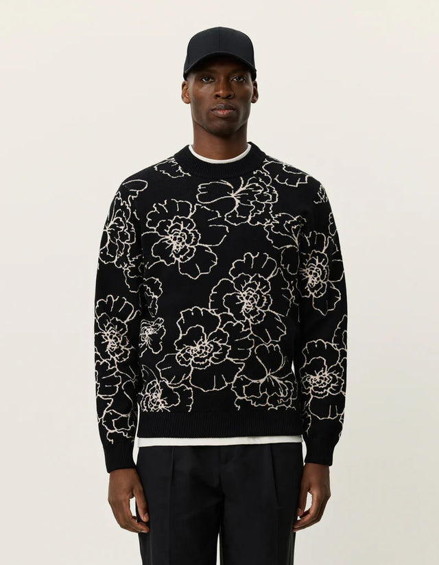 Les Deux Gaston Poppy Jacquard Knit - Black