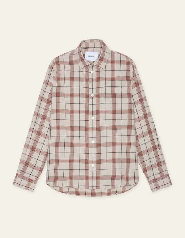 Les Deux Lennon Check Overshirt - Light Sand