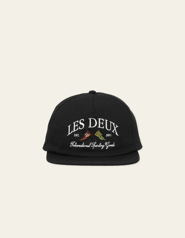 Les Deux Ivy League Twill Letterman Cap - Black