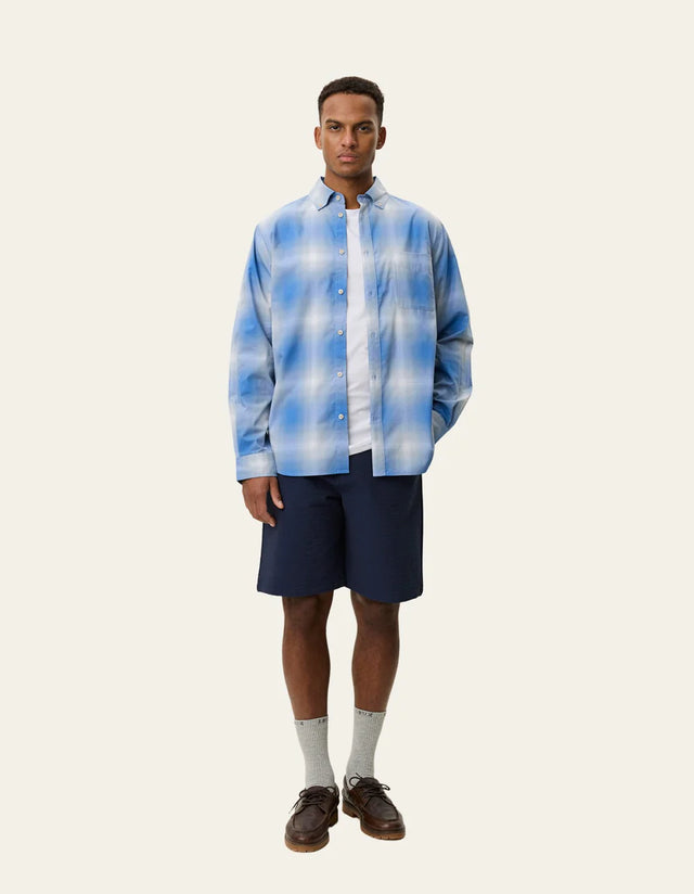 Les Deux Kent Shadowcheck Shirt - Palace Blue