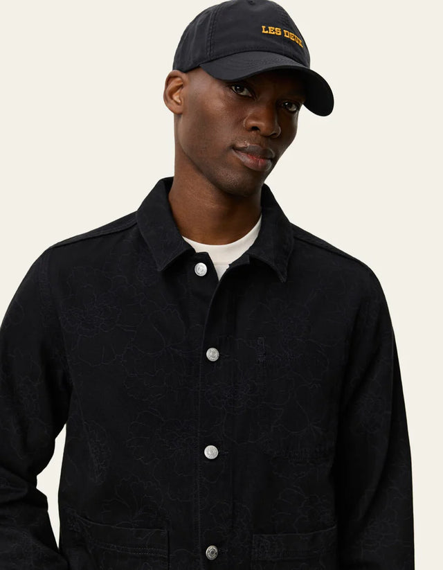 Les Deux Layton Aop Denim Overshirt - Black
