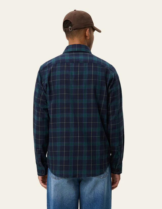 Les Deux Lennon Check Overshirt - Dark Navy