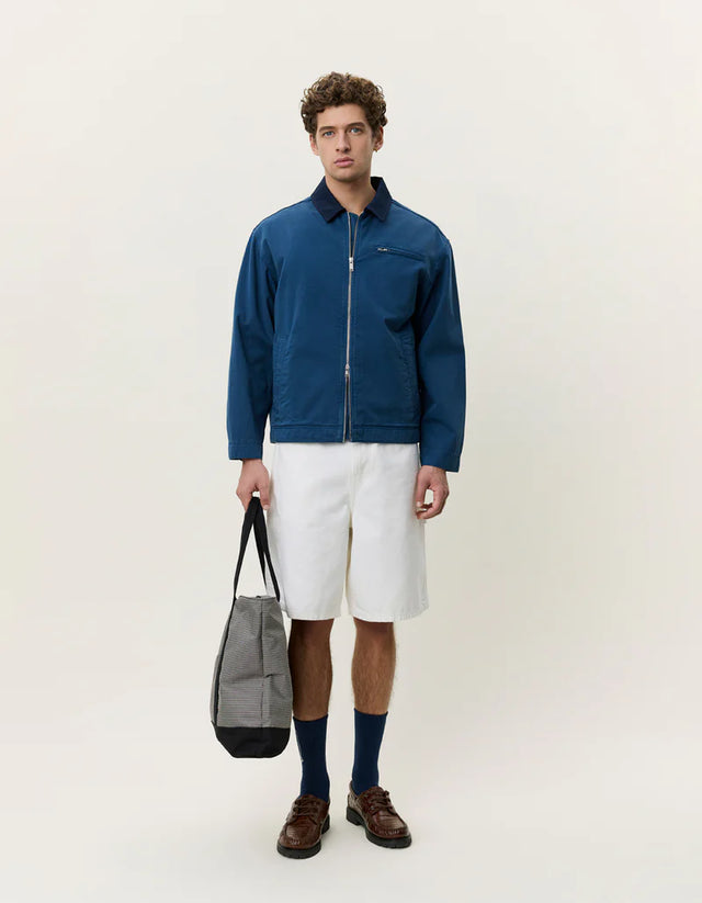 Les Deux Twill Zipper Jacket - Dark Denim Blue