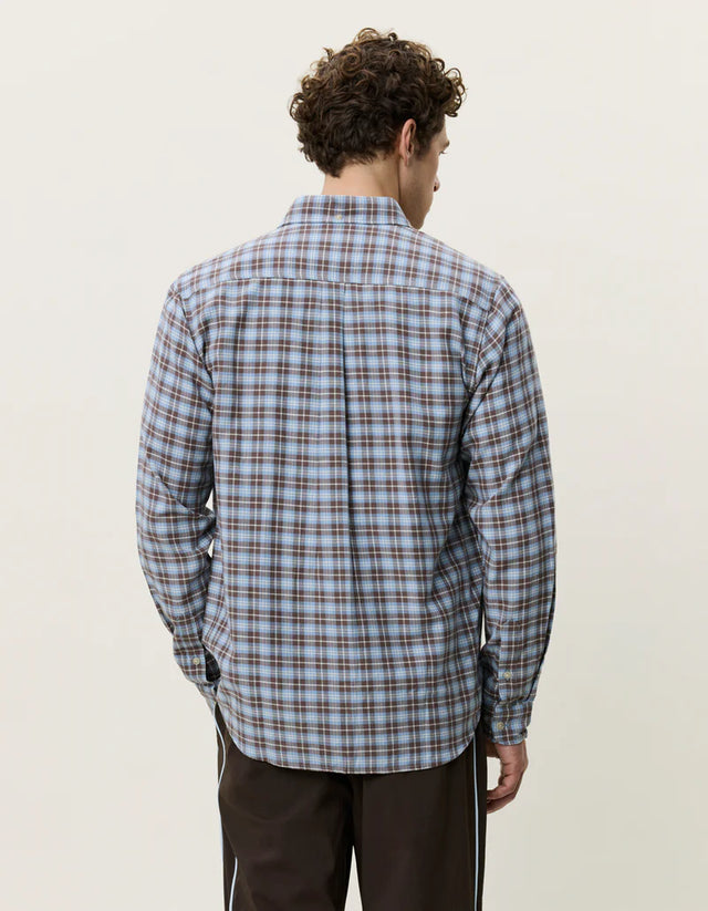 Les Deux Check Shirt - Faded Denim Blue
