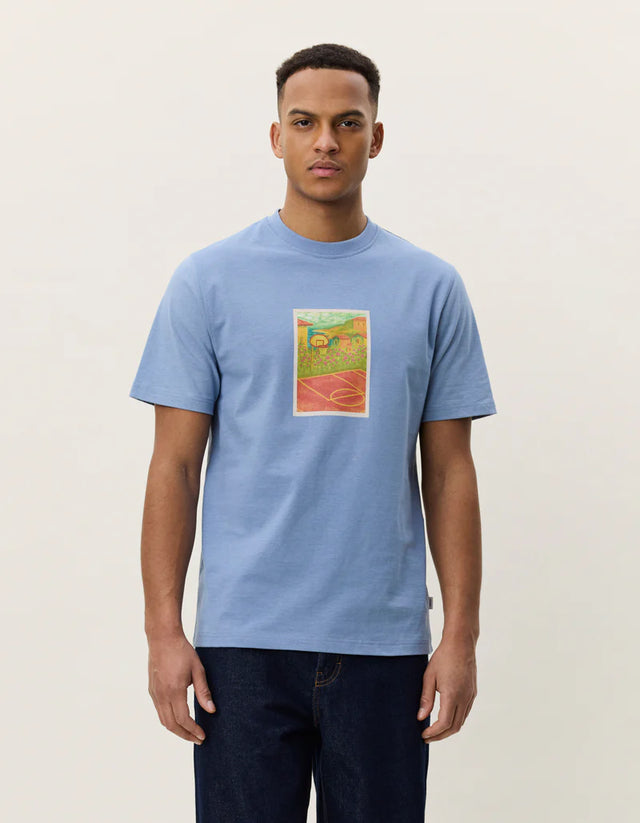 Les Deux Court T-shirt - Faded Denim Blue