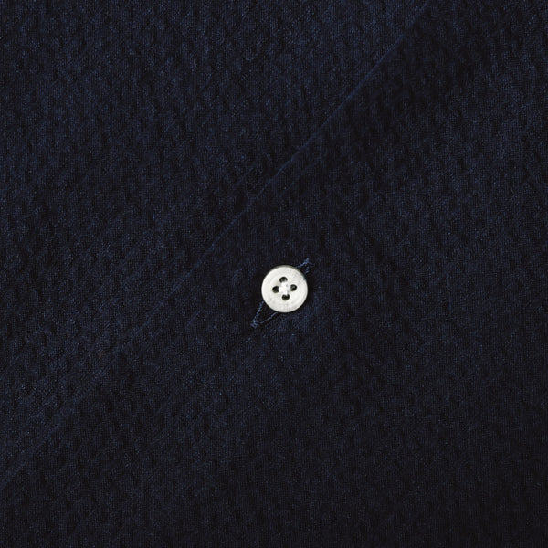 Gitman Vintage Seersucker Short Sleeve Camp Shirt - Navy