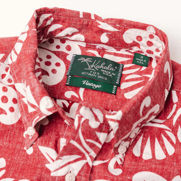 Gitman Vintage Duke's Pareo Popover Short Sleeve Shirt - Red