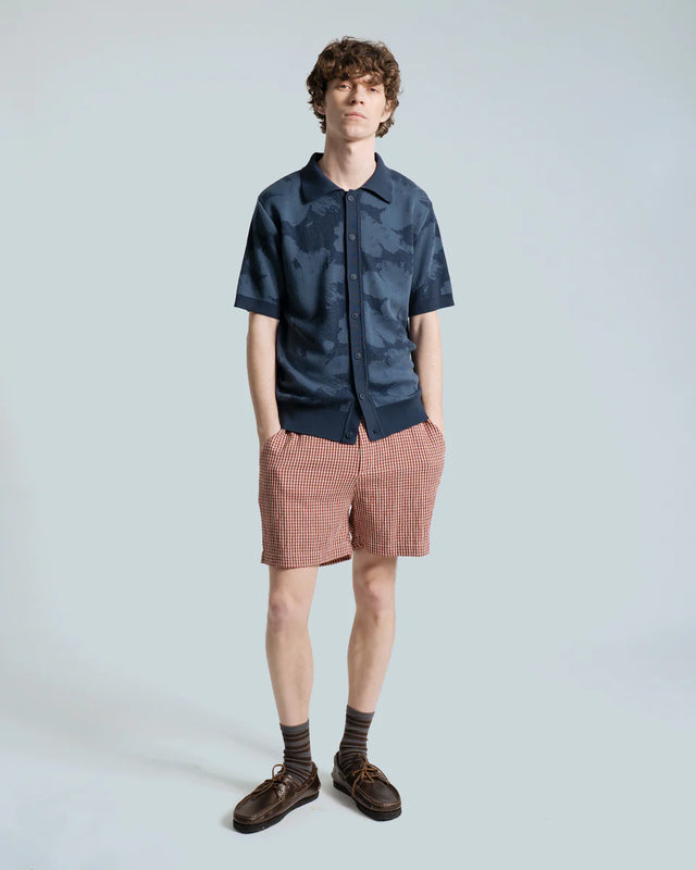 Far Afield Zigger Pixel Flower Knit Shirt - Navy