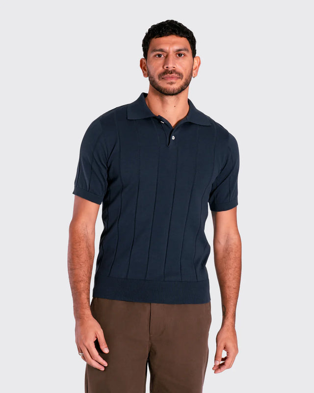 Far Afield Jacobs Knitted Polo Shirt - Navy