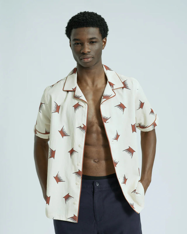 Far Afield Stachio Vulcano Print Short Sleeve Shirt - Sand