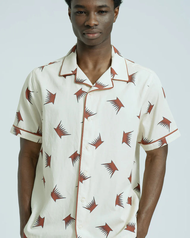 Far Afield Stachio Vulcano Print Short Sleeve Shirt - Sand