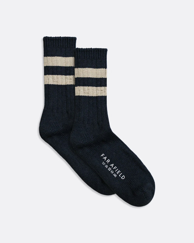 Far Afield Dos Stripe Socks - Navy Iris