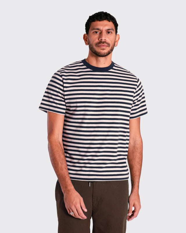 Far Afield Breton Stripe T-Shirt - Navy