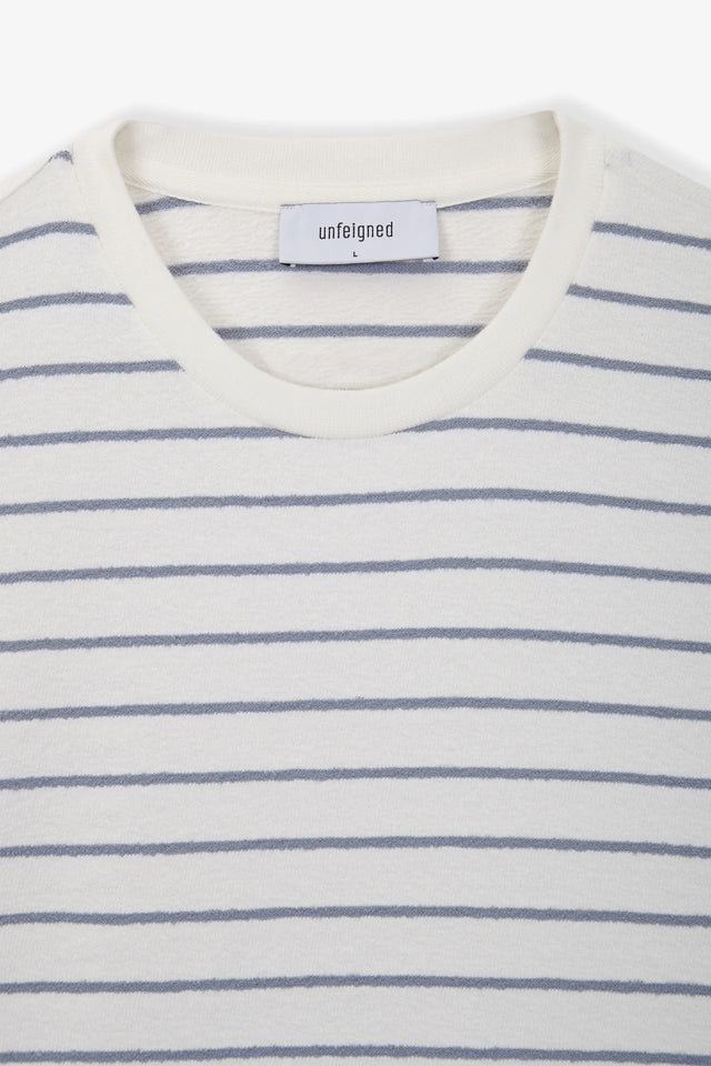 Unfeigned Basic Long Sleeve T-Shirt Terry - Marine Stripe
