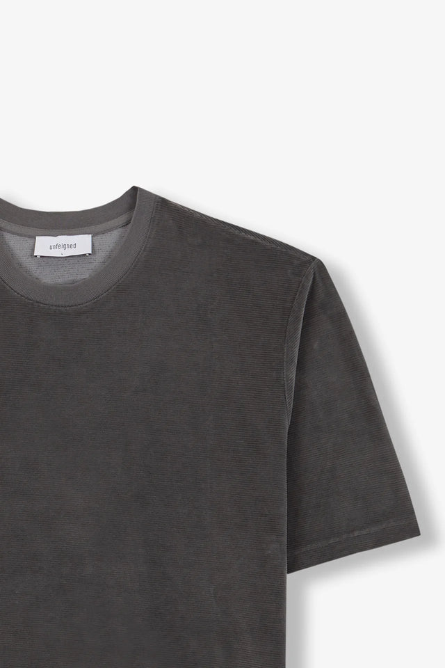 Unfeigned Basic Velour T-Shirt - Gargoyle