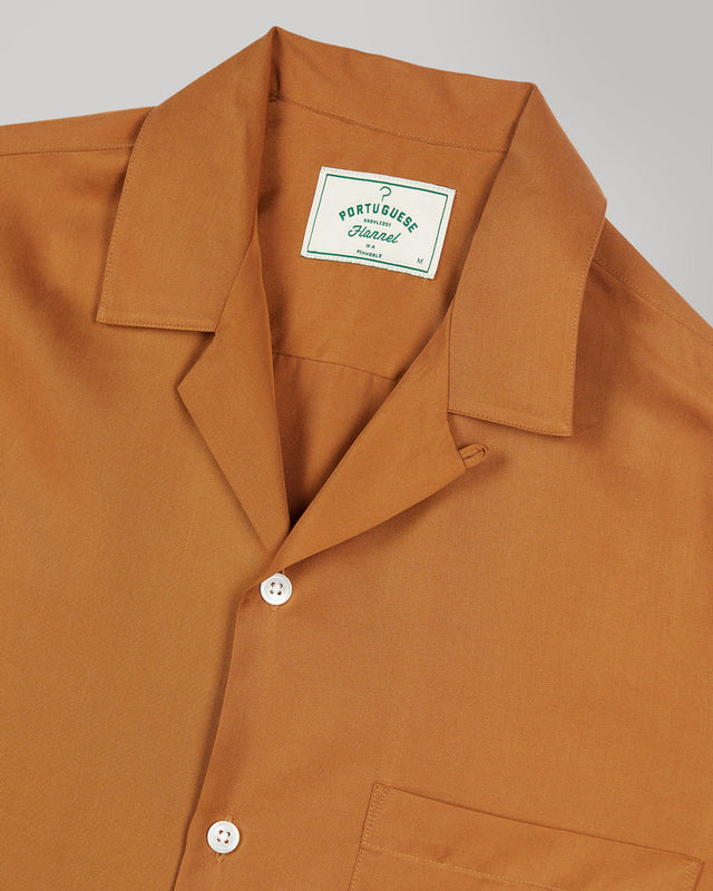 Portuguese Flannel Dogtown Short Sleeve Camp Shirt - Cinnamon