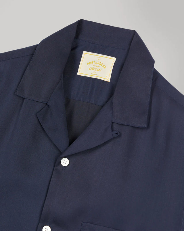 Portuguese Flannel Dogtown Short Sleeve Camp Shirt - Navy