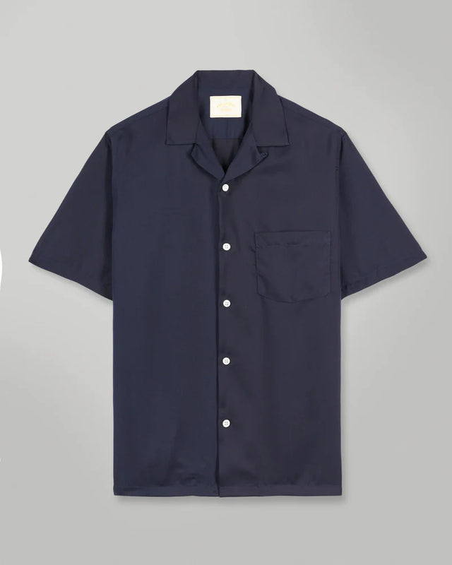 Portuguese Flannel Dogtown Short Sleeve Camp Shirt - Navy