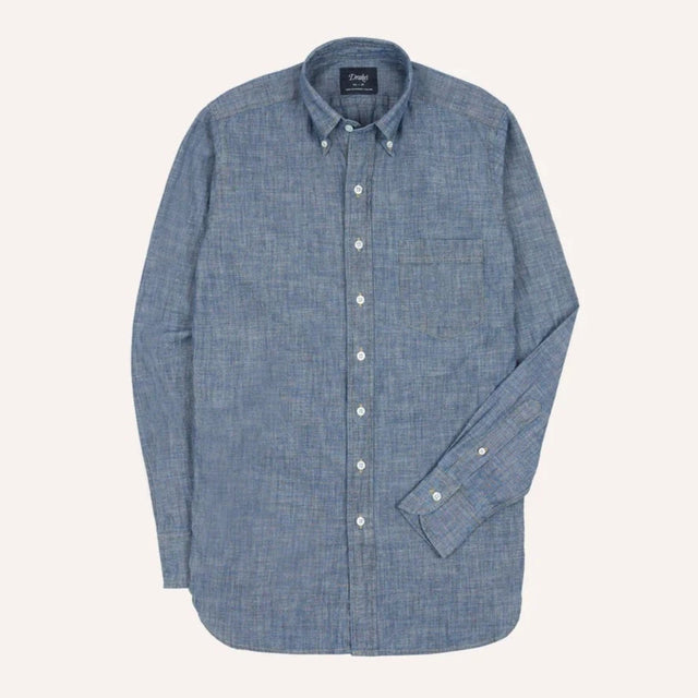 Drake's Cotton Chambray Button-Down Shirt - Blue