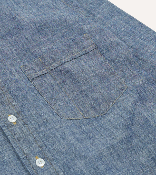 Drake's Cotton Chambray Button-Down Shirt - Blue