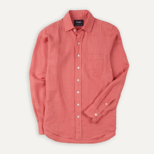 Drake's Linen Summer Shirt - Pink