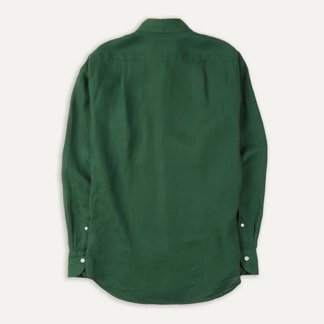 Drake's Linen Summer Shirt - Forest Green