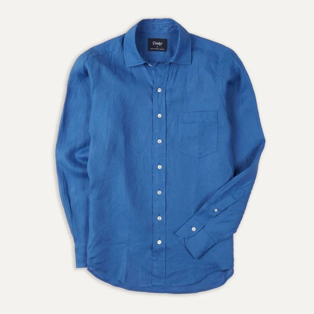 Drake's Linen Summer Shirt - Blue