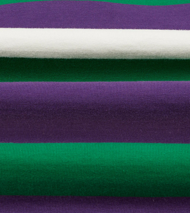 Drake's Stripe Cotton Rugby Shirt - Purple/Green/White