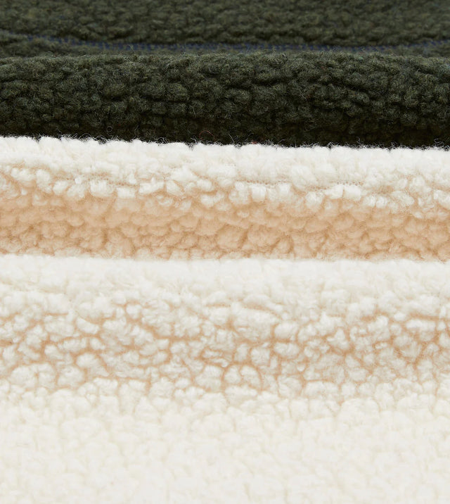 Drake's Boucle Wool Zip Fleece Vest - Ecru, Green and Navy