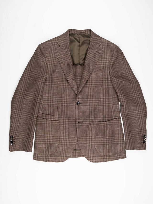 MCS Linen & Wool Check Sartorial Jacket - Brown