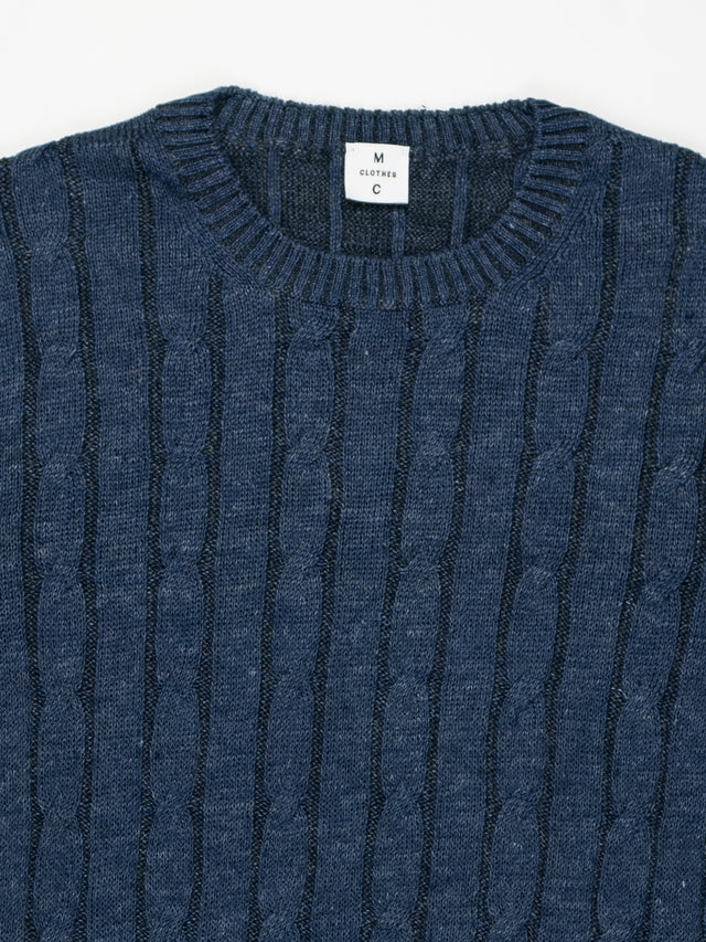 MCS Garment Dyed Linen Cable Crew Pullover