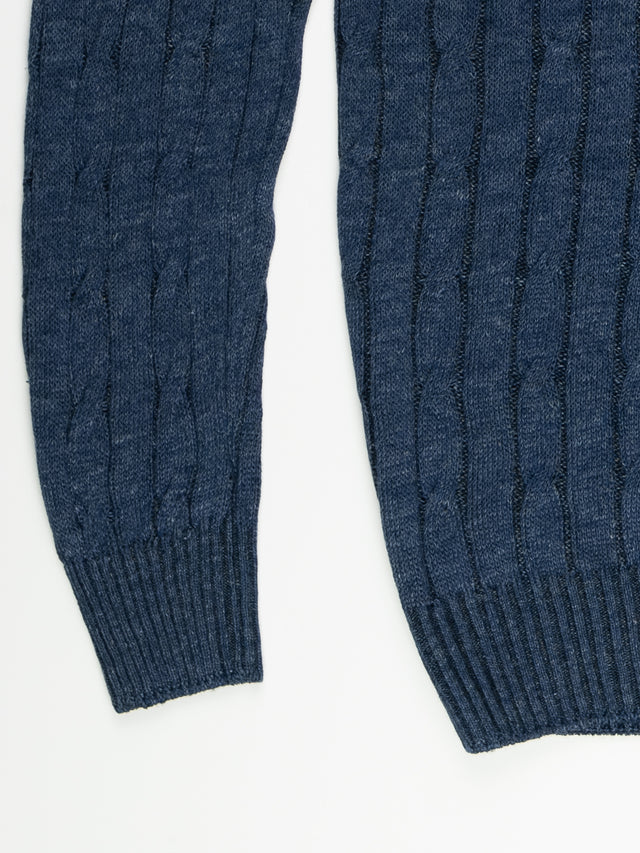 MCS Garment Dyed Linen Cable Crew Pullover