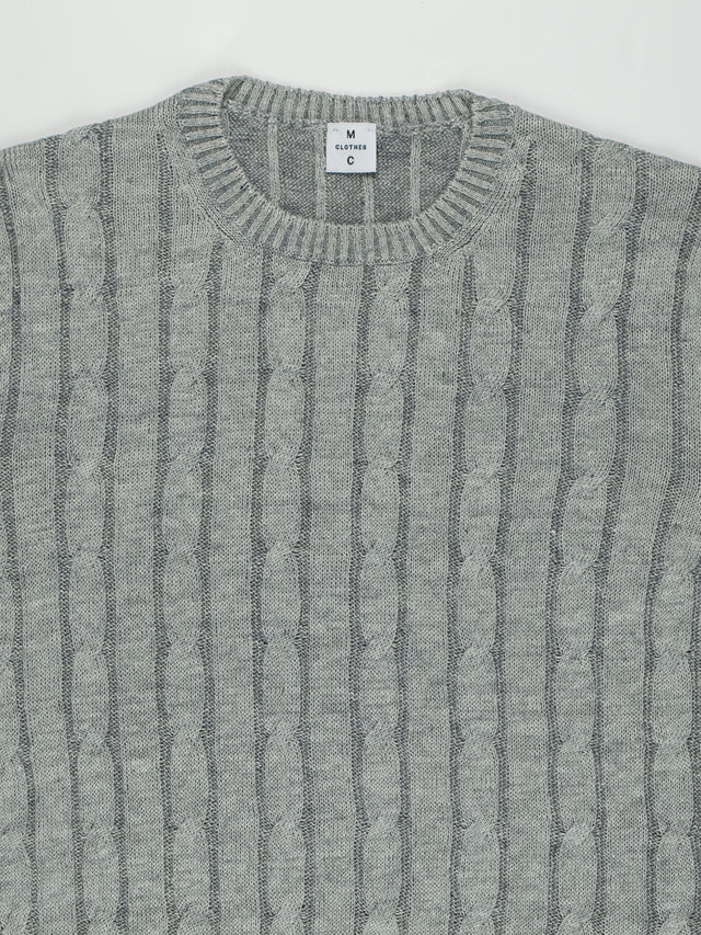 MCS Garment Dyed Linen Cable Crew Pullover