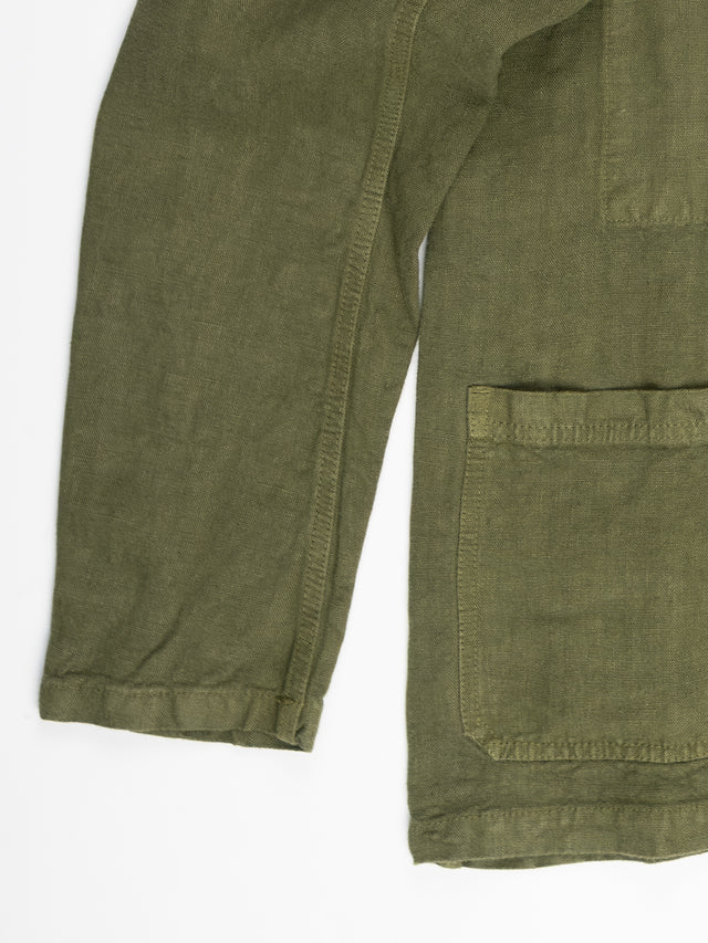 Vetra Heavy Linen Workwear Jacket - Olive
