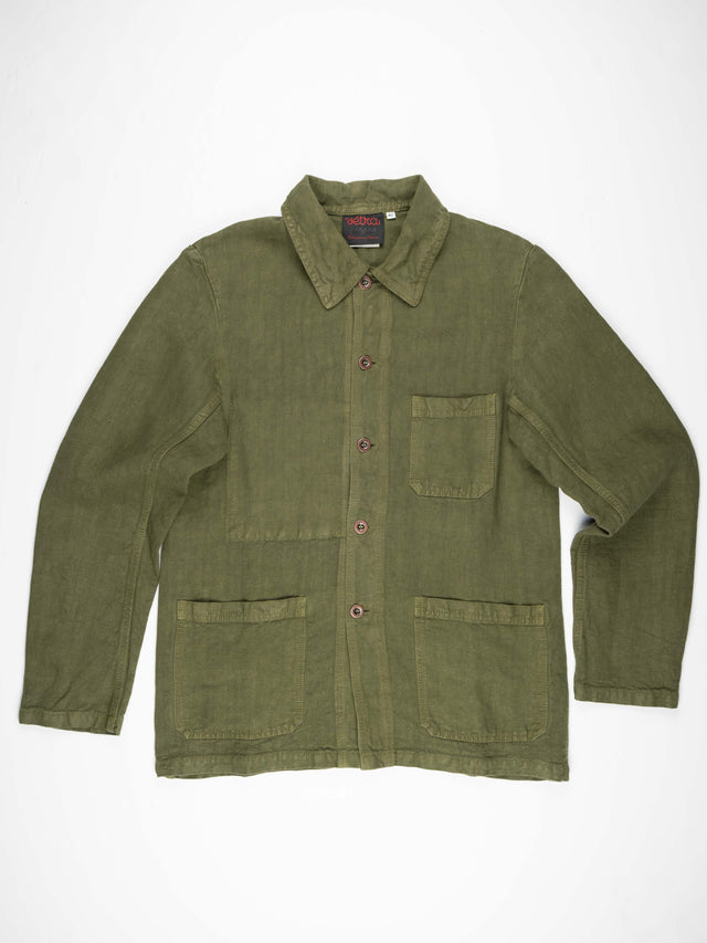 Vetra Heavy Linen Workwear Jacket - Olive