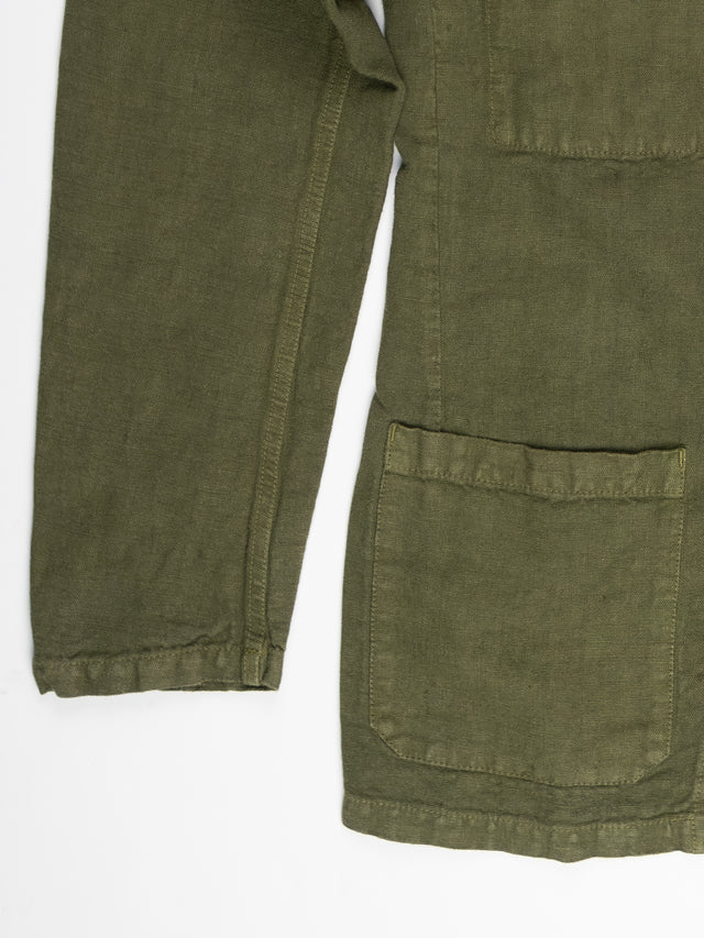 Vetra Heavy Linen Workwear Blazer - Olive