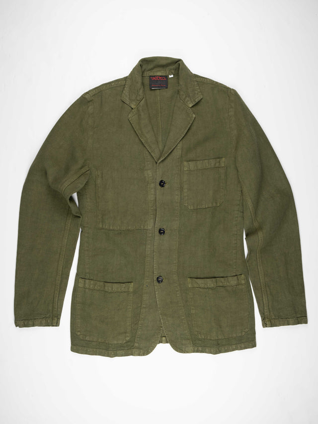 Vetra Heavy Linen Workwear Blazer - Olive