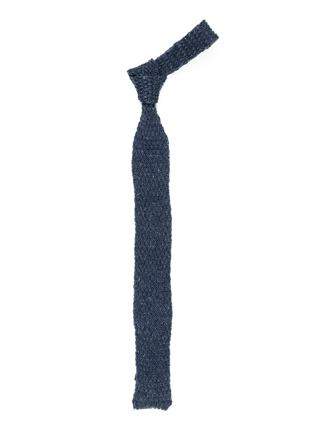 Inis Meain Linen Knitted Tie - Navy