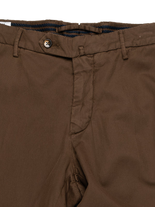MCS Cotton/Linen Stretch Twill Trouser - Dark Brown