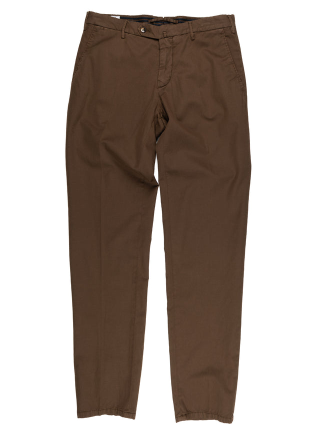 MCS Cotton/Linen Stretch Twill Trouser - Dark Brown