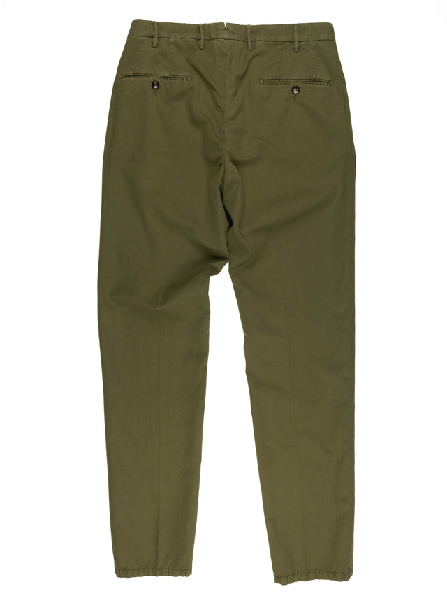 MCS Cotton/Linen Stretch Twill Trouser - Dark Green