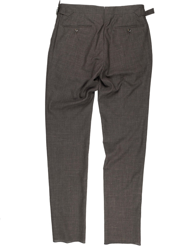 MCS Wool/Silk/Linen Fresco Pleated Trouser - Dark Brown
