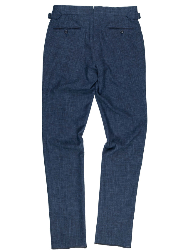 MCS Wool/Silk/Linen Fresco Pleated Trouser - Navy