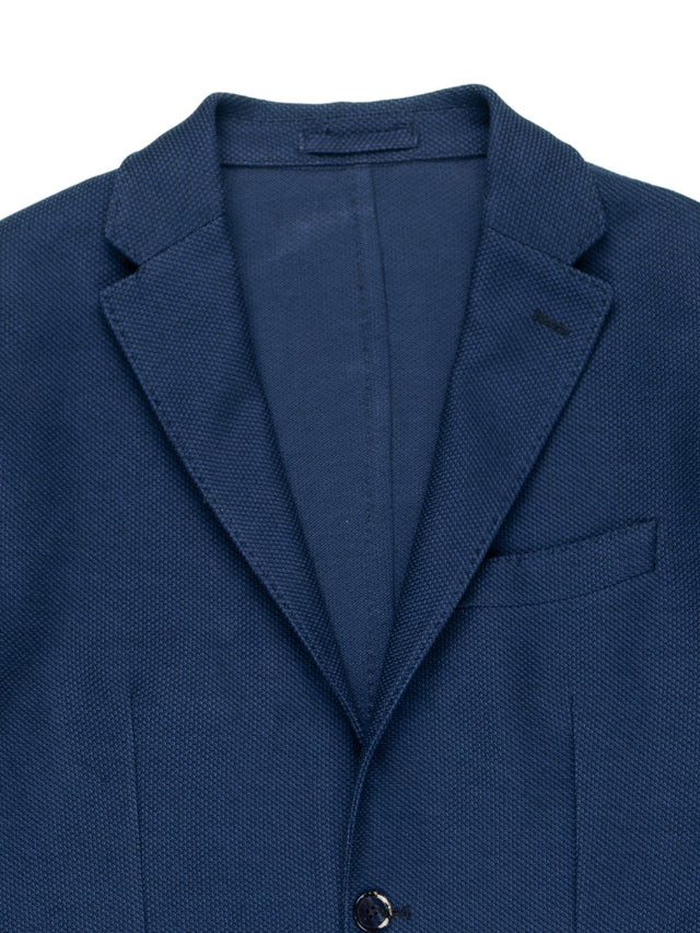 MCS Cotton Canvas Jersey Two Button Blazer - Navy