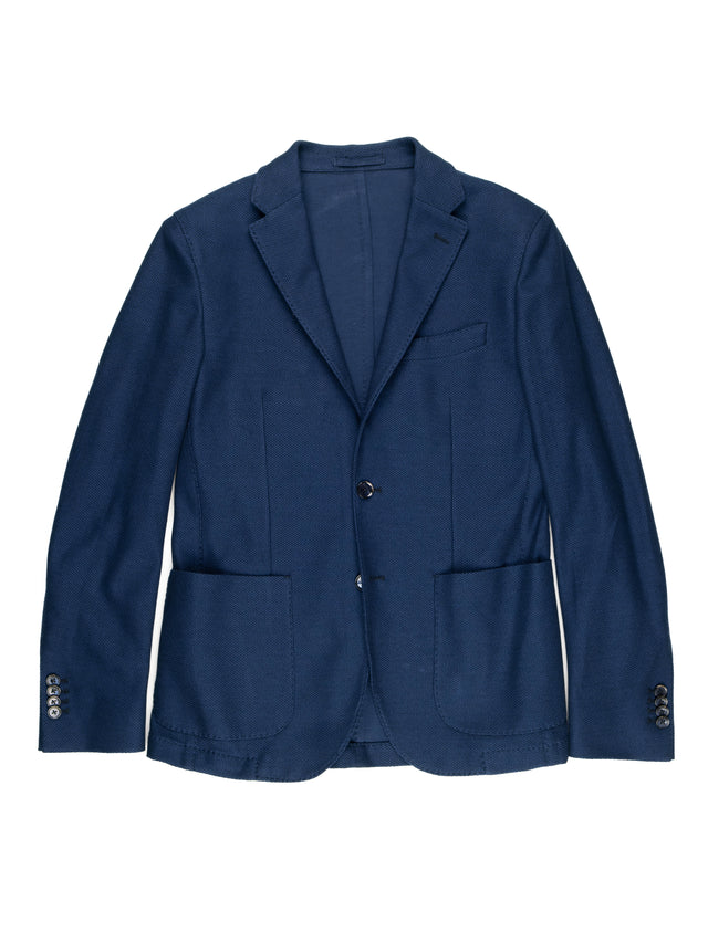 MCS Cotton Canvas Jersey Two Button Blazer - Navy