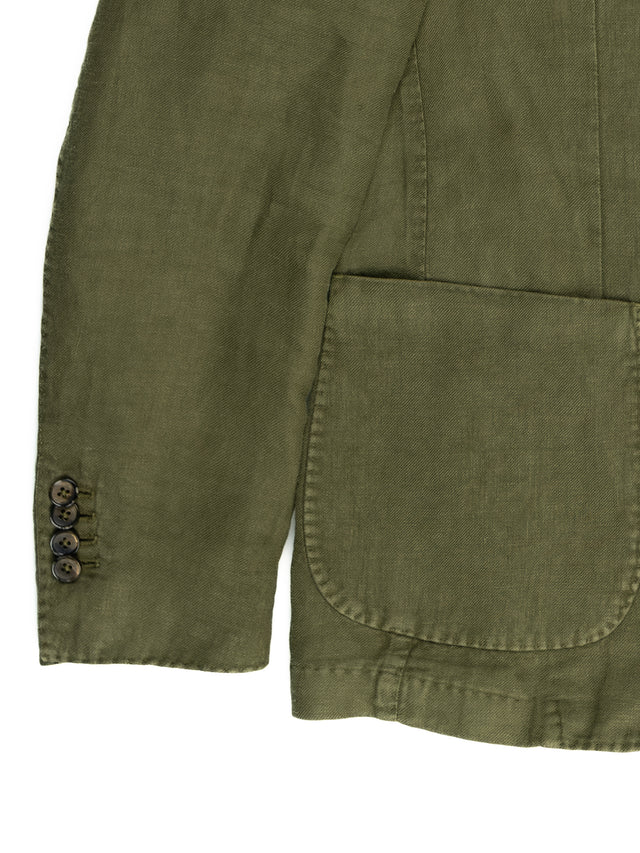 MCS Linen Twill Garment Dyed Two Button Suit - Olive