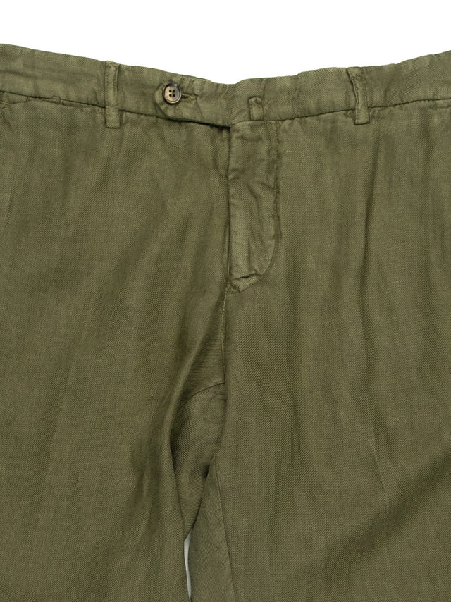 MCS Linen Twill Garment Dyed Two Button Suit - Olive